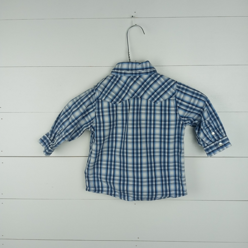 Baby Gap boys size 6-12 mos plaid pearl snap western top collared, full button - Picture 7 of 7